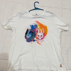 Psycho Bunny White Tee with Colorful Graphic